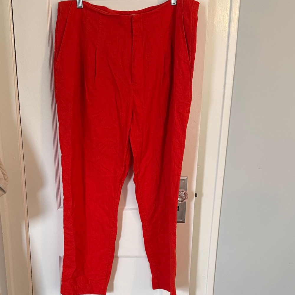 Women’s Red Linen Trousers